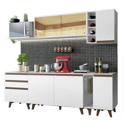 Cozinha Completa Madesa Reims com Armário e Balcão Branco