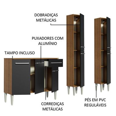 Cozinha Compacta Emilly Front Rustic/preto Madesa