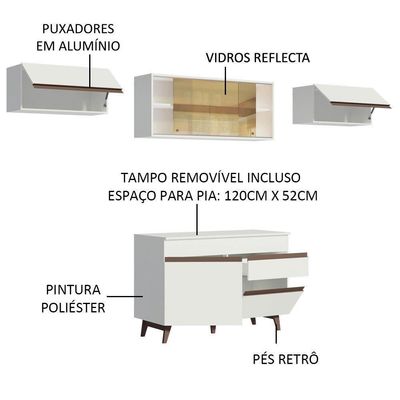 Cozinha Compacta Madesa Reims Com Armário E Balcão Branco