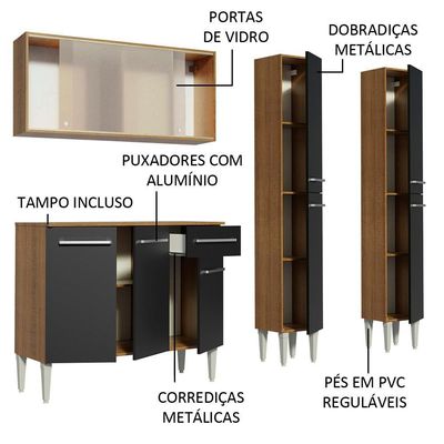 Cozinha Completa Emilly Fly com Balcão e Armário Madesa