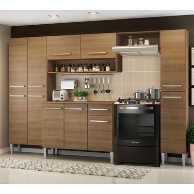 Cozinha Completa Emilly Rustic com Armário e Balcão Madesa