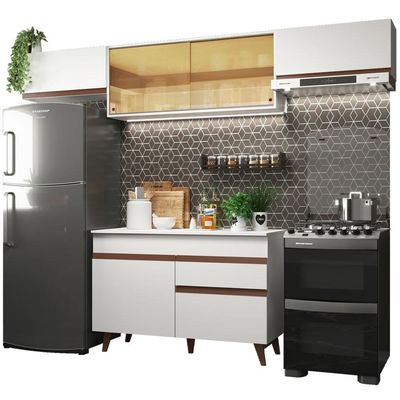 Cozinha Compacta Madesa Reims Com Armário E Balcão Branco