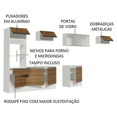 Cozinha Completa Madesa Topazio Armário Balcão Tampo Rústico