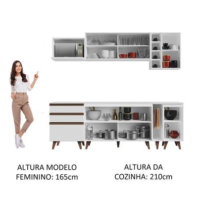 Cozinha Completa Madesa Reims com Armário e Balcão Branco