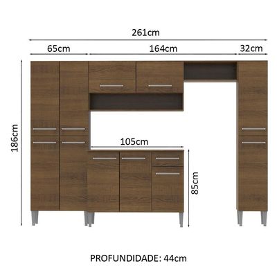 Cozinha Completa Emilly Rustic com Armário e Balcão Madesa
