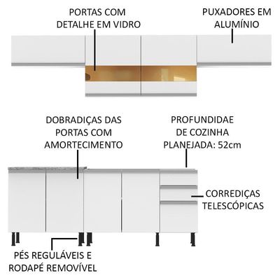 Cozinha Completa Mariana com Armário e Balcão Madesa