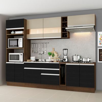 Cozinha Completa Vicenza Armário e Balcão Preto Madesa