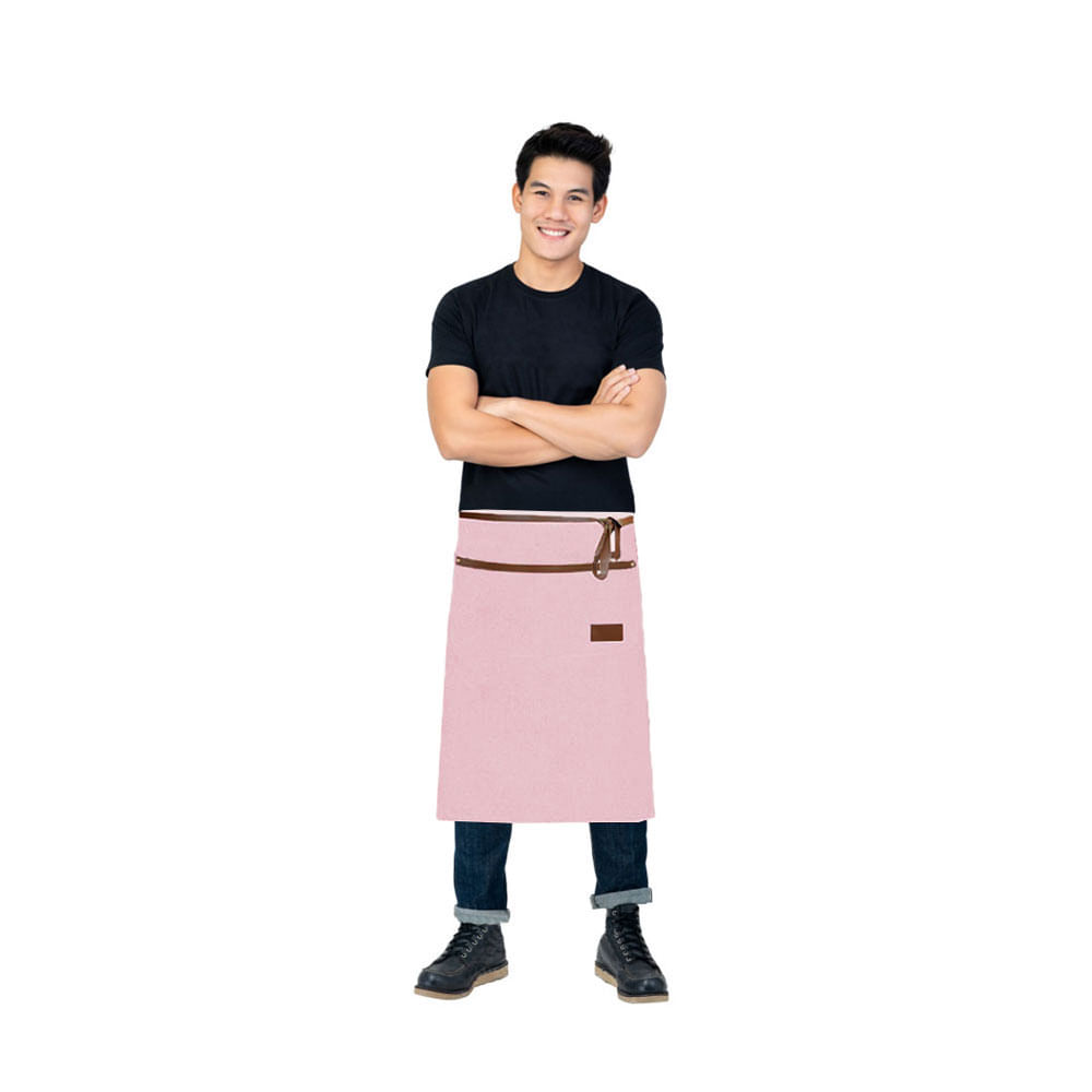 Avental de Cintura Rosa Meio Corpo Couro Chef Confeiteiro 1un
