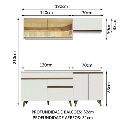 Cozinha Completa Reims com Armário e Balcão Branco Madesa