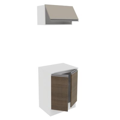 Kit 60cm Smart MDF 2 Portas 1 Suspensa Rustic Crema Madesa
