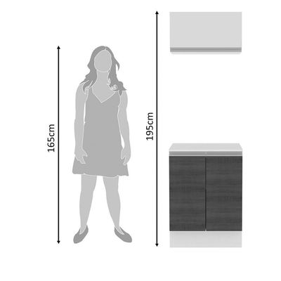 Kit 60cm Smart MDF 2 Portas 1 Suspensa Rustic Crema Madesa