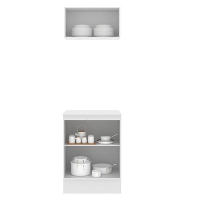 Kit 60cm Smart MDF 2 Portas 1 Suspensa Rustic Crema Madesa