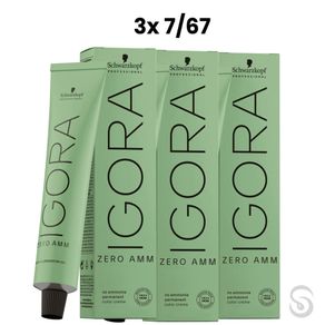 Igora Zero Amm 3x7/67 Louro Médio Marrom Cobre 60ml