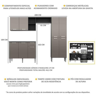 Cozinha Compacta C/ Armário Balcão Tampo Pequim Up