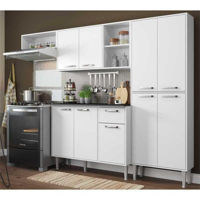 Cozinha Compacta Xangai 9 Portas Branco Premium Multimóveis