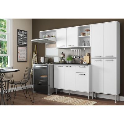 Cozinha Compacta Xangai 9 Portas Branco Premium Multimóveis