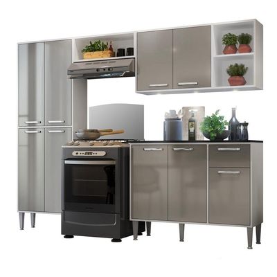 Cozinha Completa Compacta Branca/laca Fumê