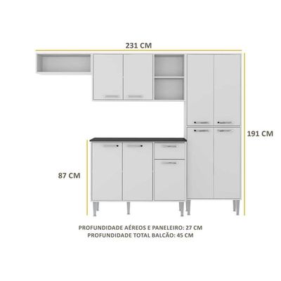 Cozinha Compacta Xangai 9 Portas Branco Premium Multimóveis