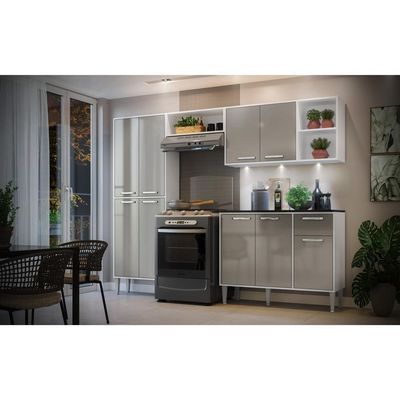 Cozinha Completa Compacta Branca/laca Fumê