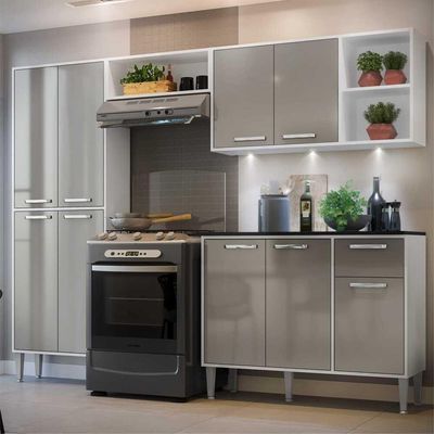 Cozinha Completa Compacta Branca/laca Fumê