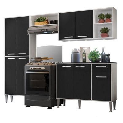 Cozinha Completa Compacta Branca/Preta