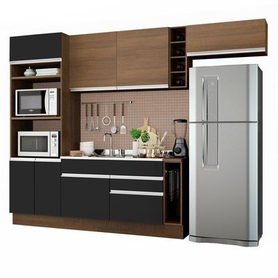 Cozinha Completa Safira com Armário e Balcão Preto Madesa