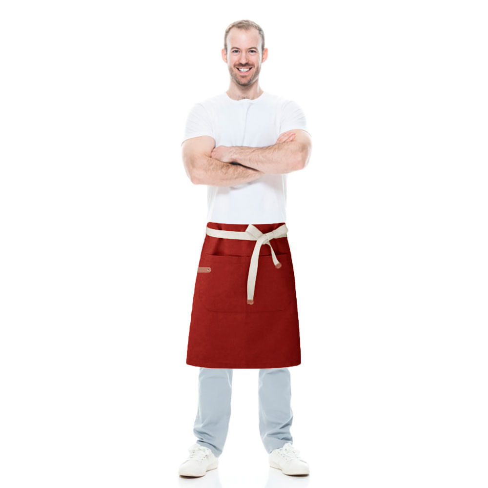 Avental de Cintura Vermelho Cafeteria Padaria Bar Vegano