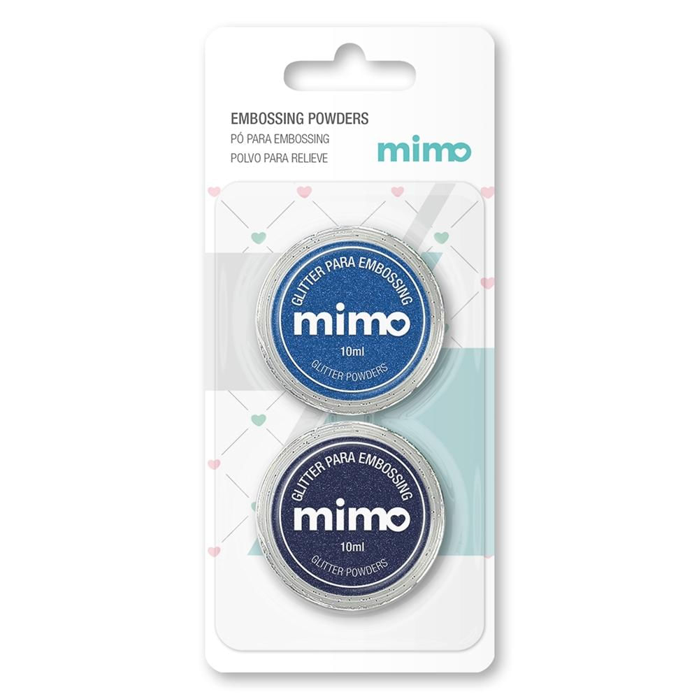Pó de Embossing Glitterizado Azul Sapphire e Azul Green - Mimo - 2 Unids