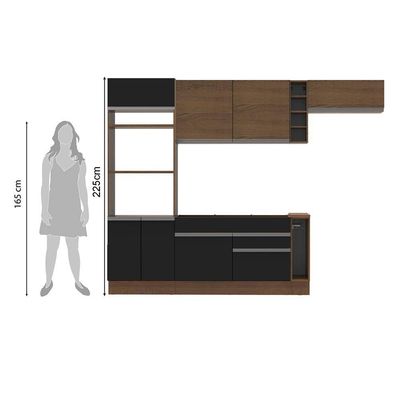 Cozinha Completa Safira com Armário e Balcão Preto Madesa