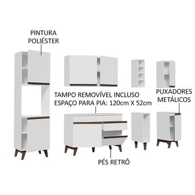 Cozinha Completa Madesa Reims com Armário e Balcão Branco