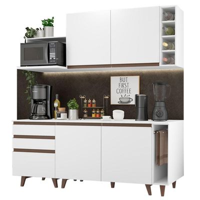 Cozinha Completa Madesa Reims com Armário e Balcão Branco