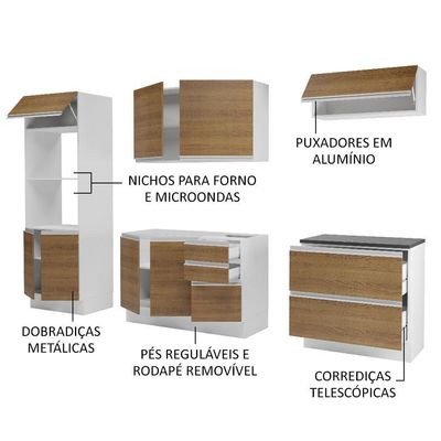 Cozinha Completa 100% Mdf Madesa Acordes Branco Rustic