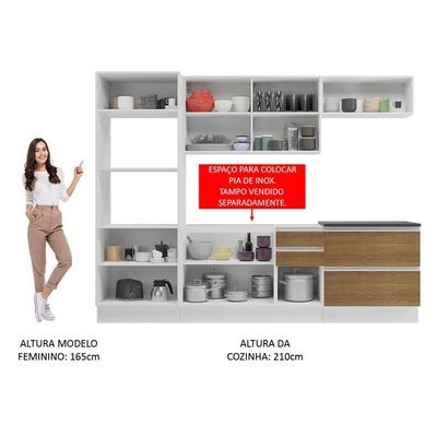 Cozinha Completa 100% Mdf Madesa Acordes Branco Rustic