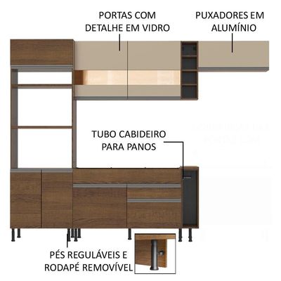 Cozinha Completa Vicenza com Armário e Balcão + Tampo Madesa