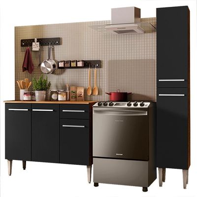 Cozinha Compacta Madesa Emilly Silver com Balcão e Paneleiro