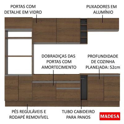 Cozinha Completa Vicenza Rodapé Armário Balcão Rustic Madesa