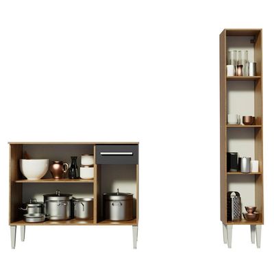 Cozinha Compacta Madesa Emilly Silver com Balcão e Paneleiro