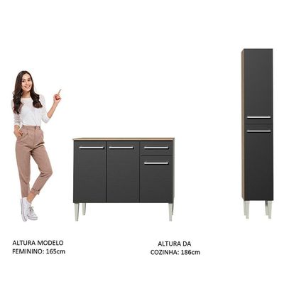 Cozinha Compacta Madesa Emilly Silver com Balcão e Paneleiro