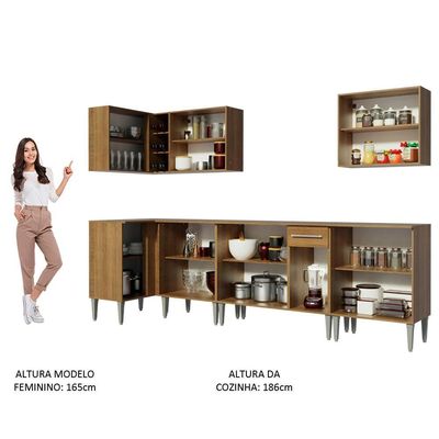 Cozinha Completa de Canto Madesa Emilly Rock Rustic