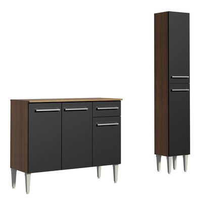 Cozinha Compacta Madesa Emilly Silver com Balcão e Paneleiro