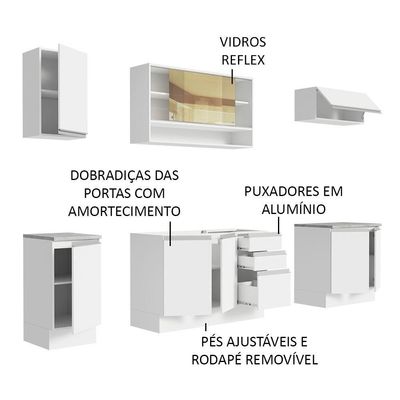 Cozinha Completa Glamy Com Armário E Balcão sem Tampo E Pia