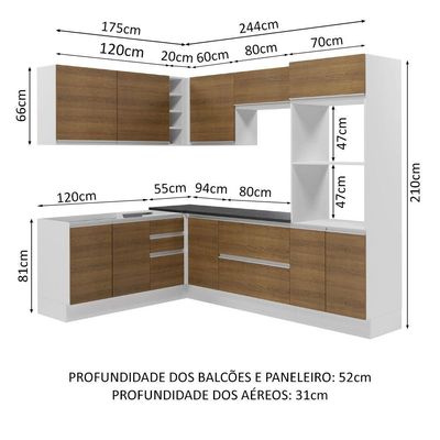 Cozinha Completa De Canto Mdf Madesa Acordes Branco Rustic