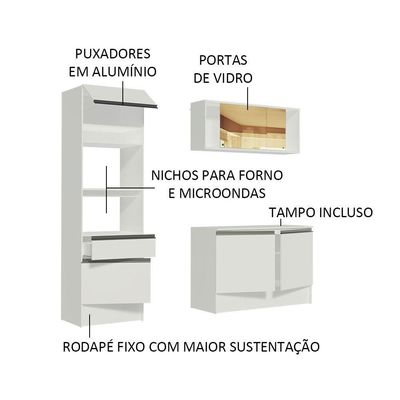 Cozinha Compacta Diamante Pop com Armário Branco