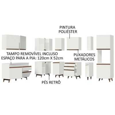 Cozinha Completa Canto Madesa Reims Armário e Balcão Branco