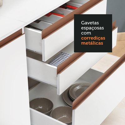 Cozinha Completa Canto Madesa Reims Armário e Balcão Branco
