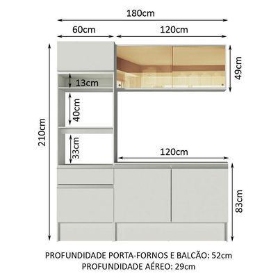 Cozinha Compacta Diamante Pop com Armário Branco
