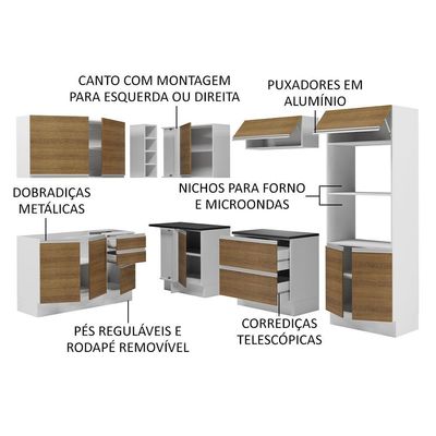 Cozinha Completa De Canto Mdf Madesa Acordes Branco Rustic