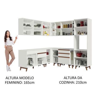 Cozinha Completa Canto Madesa Reims Armário e Balcão Branco