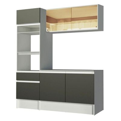 Cozinha Compacta Diamante Pop com Armário Branco Preto