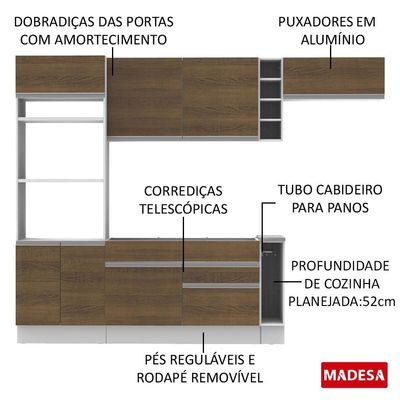 Cozinha Completa Safira Armário e Balcão Rustic Madesa